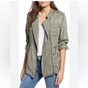 Rails Miles Sage Green Utility Jacket Pockets Drawstring Waist